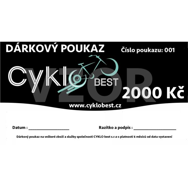 Dárkový poukaz Cyklobest.cz 2000 Kč